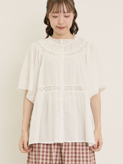 Samansa Mos2「レースティアードチュニックブラウス」|シャツ・ブラウス|