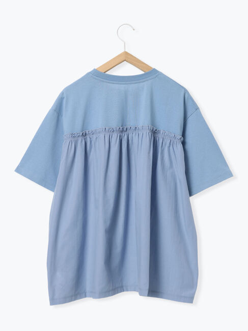 Samansa Mos2 blue「布帛切替ドルマンTシャツ」|Tシャツ・カットソー|