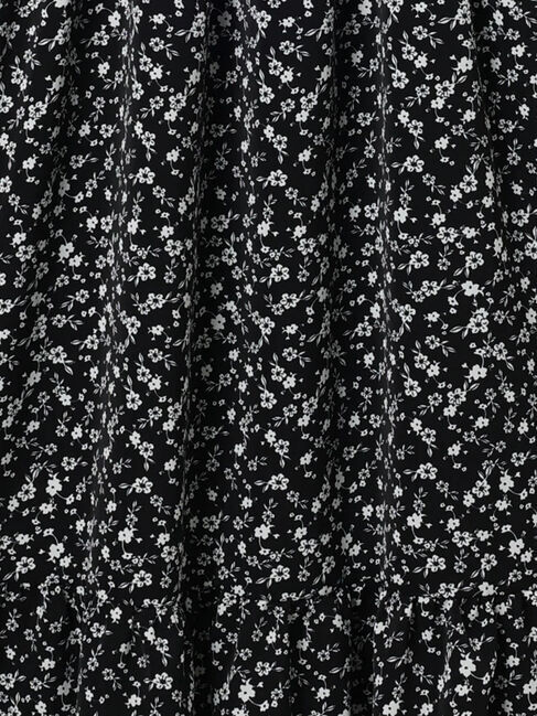 Samansa Mos2 blue「花柄シャーリングワンピース」|ワンピース|