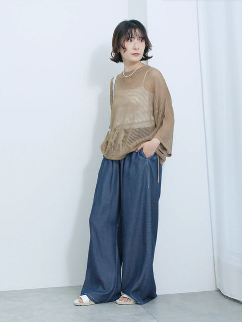 Samansa Mos2 blue「メッシュプルオーバー」|ニット・セーター|