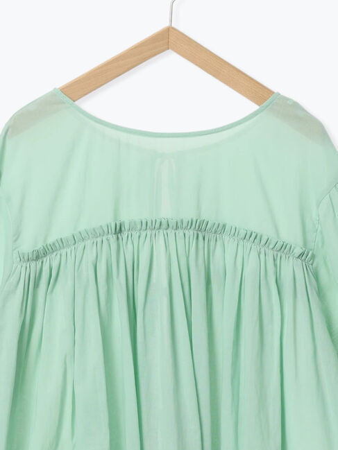 Samansa Mos2 blue「ボイルギャザーチュニック」|シャツ・ブラウス|