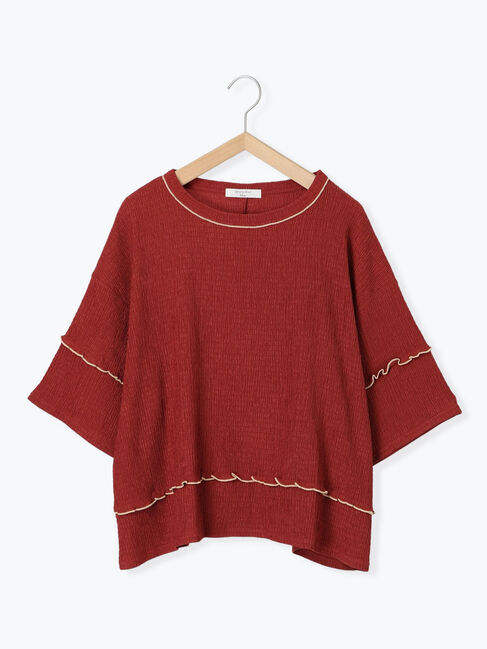 Samansa Mos2 blue「配色メローアソートプルオーバー」|Tシャツ・カットソー|