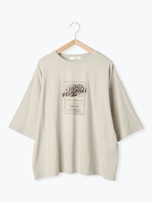 Samansa Mos2 blue「ヴィンテージ風プリントTシャツ」|Tシャツ・カットソー|