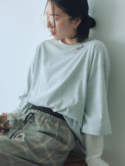 Samansa Mos2 blue「シアーレースロンT」|Tシャツ・カットソー|