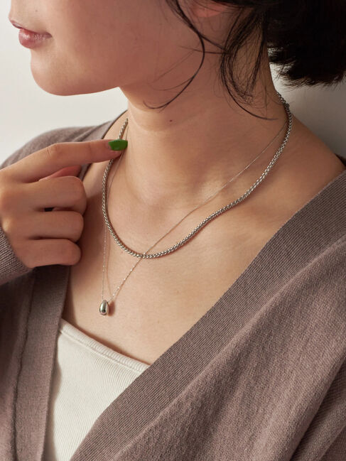 Samansa Mos2 blue「ドロップメタル2連ネックレス」|その他|シルバー