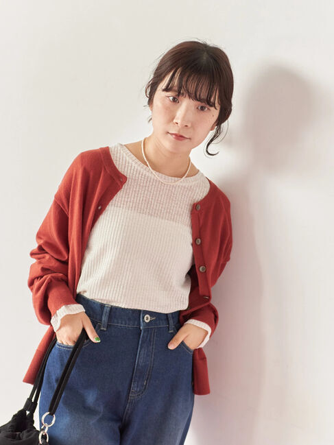 Samansa Mos2 blue「マルチスタイル前後2wayクルーネックカーディガン」|カーディガン|