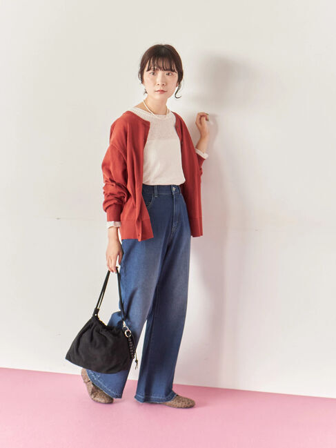 Samansa Mos2 blue「マルチスタイル前後2wayクルーネックカーディガン」|カーディガン|