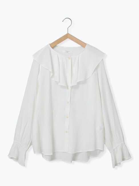 Samansa Mos2 blue「ラッフルカラーブラウス」|シャツ・ブラウス|