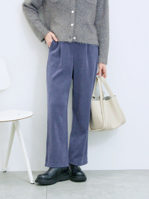 Samansa Mos2 blue「カットコールストレートパンツ」|その他|パープル