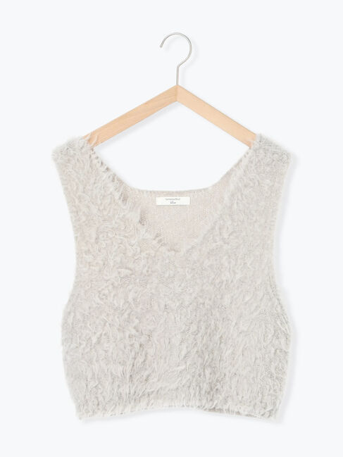 Samansa Mos2 blue「ふわふわショート丈ニットベスト」|ニット・セーター|