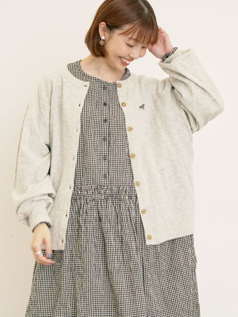 Samansa Mos2「刺繍入りパフスリーブカーディガン」|カーディガン|