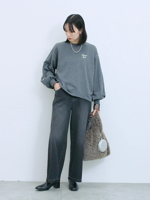 Samansa Mos2 blue「膨れジャガード袖チュールプルオーバー」|Tシャツ・カットソー|