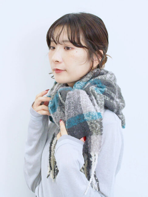 Samansa Mos2 blue「ブークレチェックマフラー」|その他|