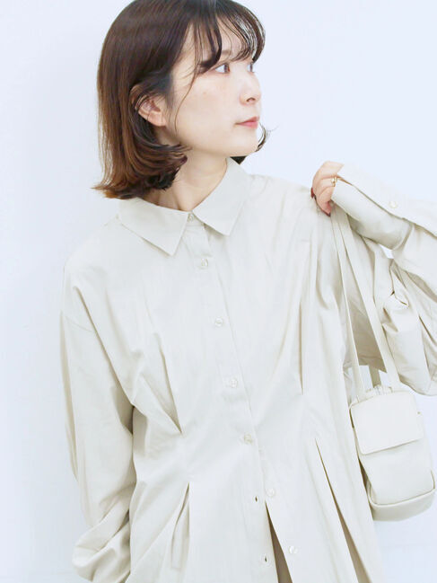 Samansa Mos2 blue「◎マットサテンタックシャツ」|シャツ・ブラウス|ベージュ