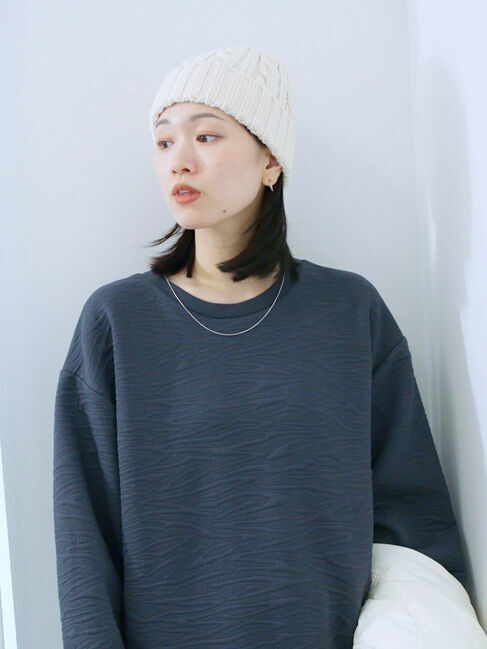 Samansa Mos2 blue「ジャガードダンボールプルオーバー」|Tシャツ・カットソー|