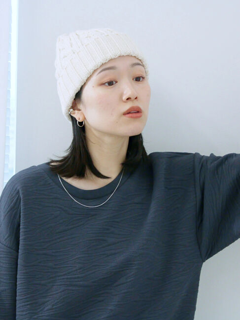 Samansa Mos2 blue「ジャガードダンボールプルオーバー」|Tシャツ・カットソー|