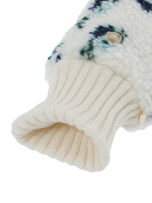Samansa Mos2「ボア花柄ミトン」|手袋|