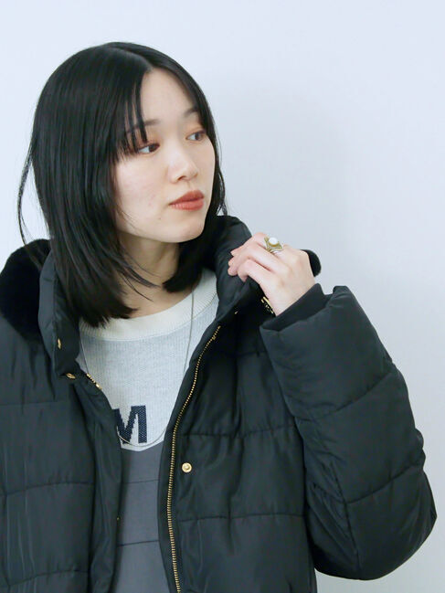 Samansa Mos2 blue「スタイルアップパデットコート」|その他|