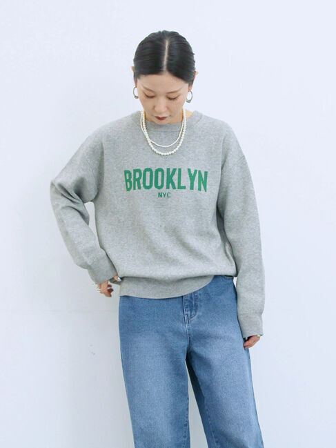 Samansa Mos2 blue「【Hug knit】ロゴプルオーバー」|ニット・セーター|