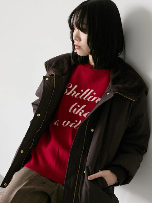 Samansa Mos2 blue「【Hug knit】ロゴプルオーバー」|ニット・セーター|