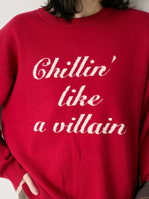 Samansa Mos2 blue「【Hug knit】ロゴプルオーバー」|ニット・セーター|