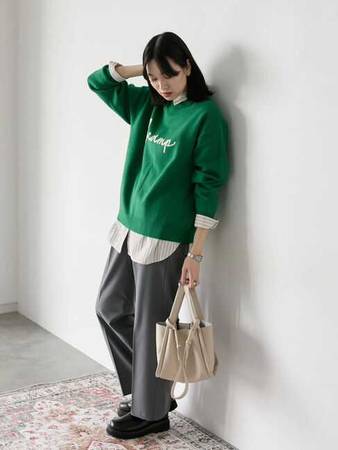 Samansa Mos2 blue「【Hug knit】ロゴプルオーバー」|ニット・セーター|