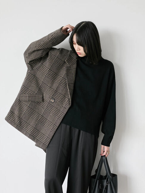Samansa Mos2 blue「【Hug knit】袖ボリュームハイネックプルオーバー」|ニット・セーター|