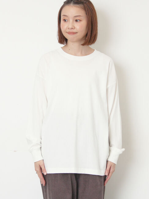 Samansa Mos2「天竺ベーシックロンT」|Tシャツ・カットソー|オフホワイト