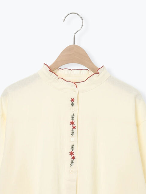 Samansa Mos2「前立て刺繍フリルブラウス」|シャツ・ブラウス|
