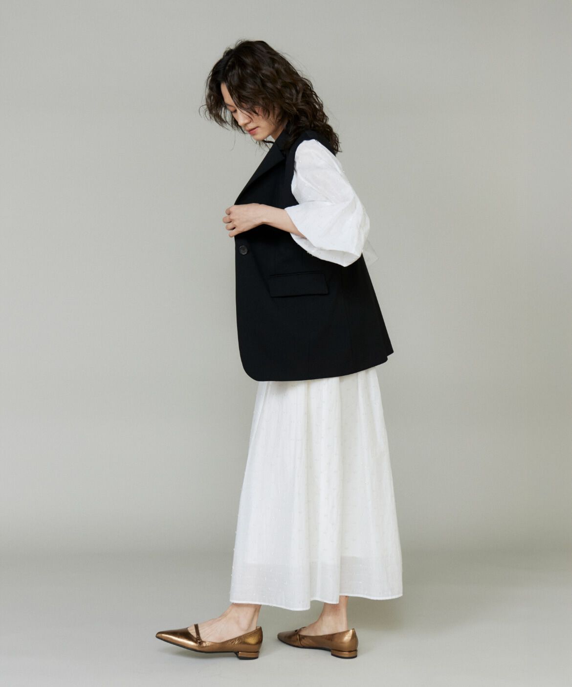 INED「テーラードジレ」|ダウンベスト・ベスト|