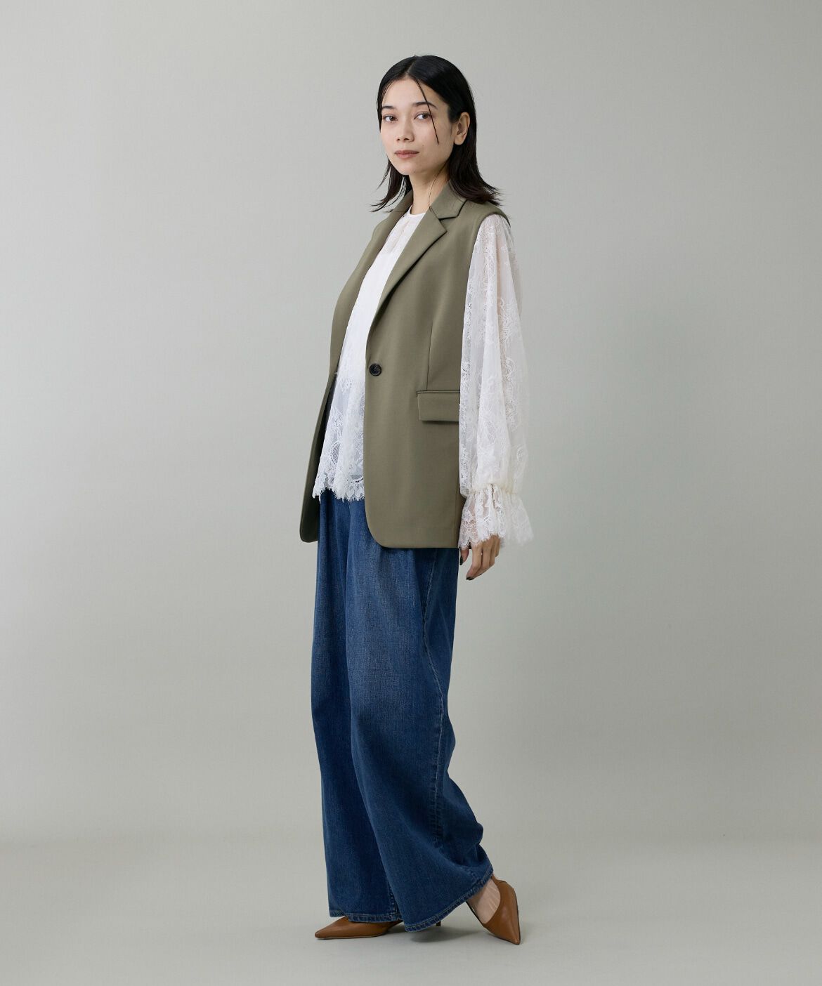 INED「テーラードジレ」|ダウンベスト・ベスト|