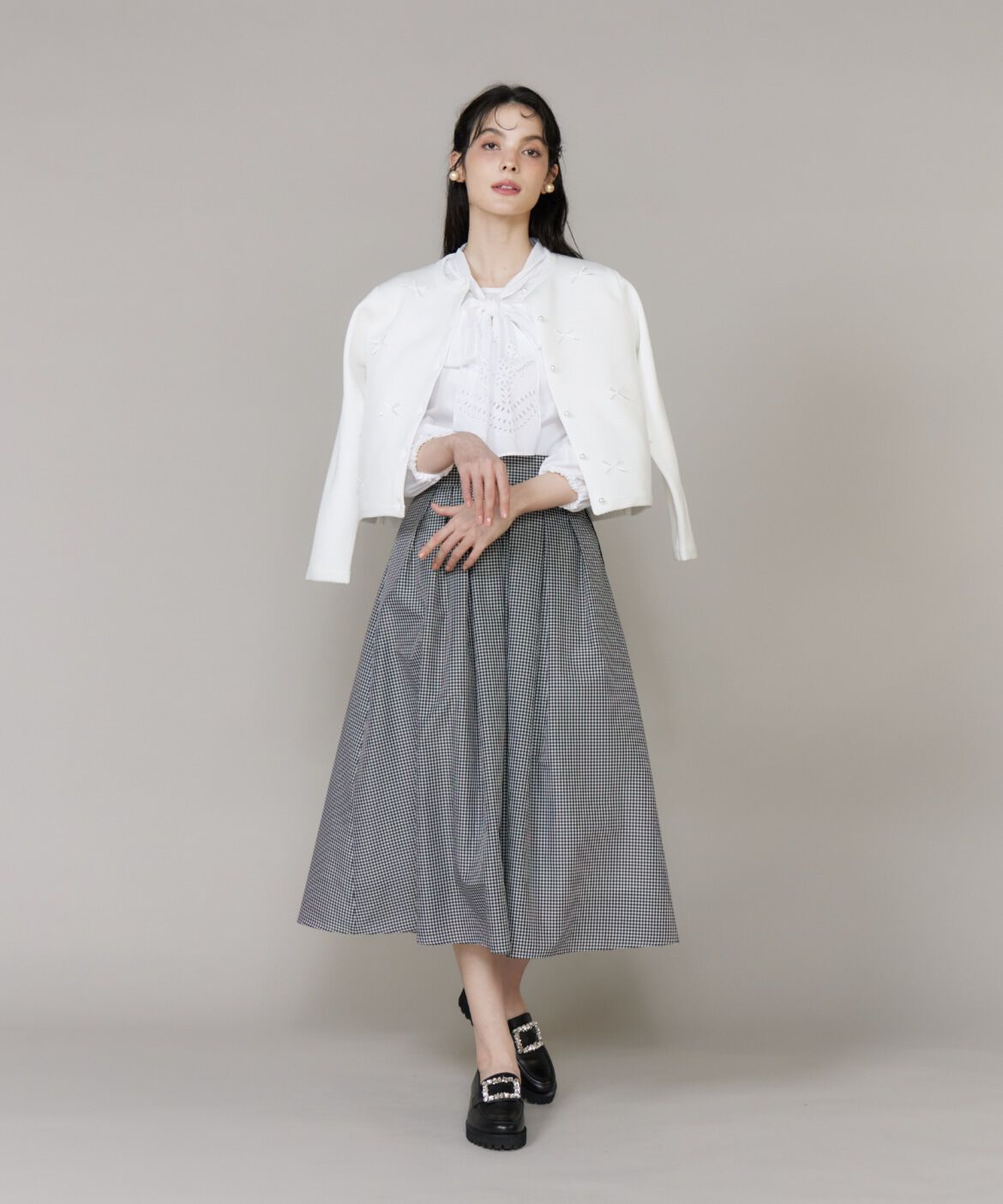 Maglie le cassetto「《大きいサイズ》サテンリボンニットジャケット」|その他|