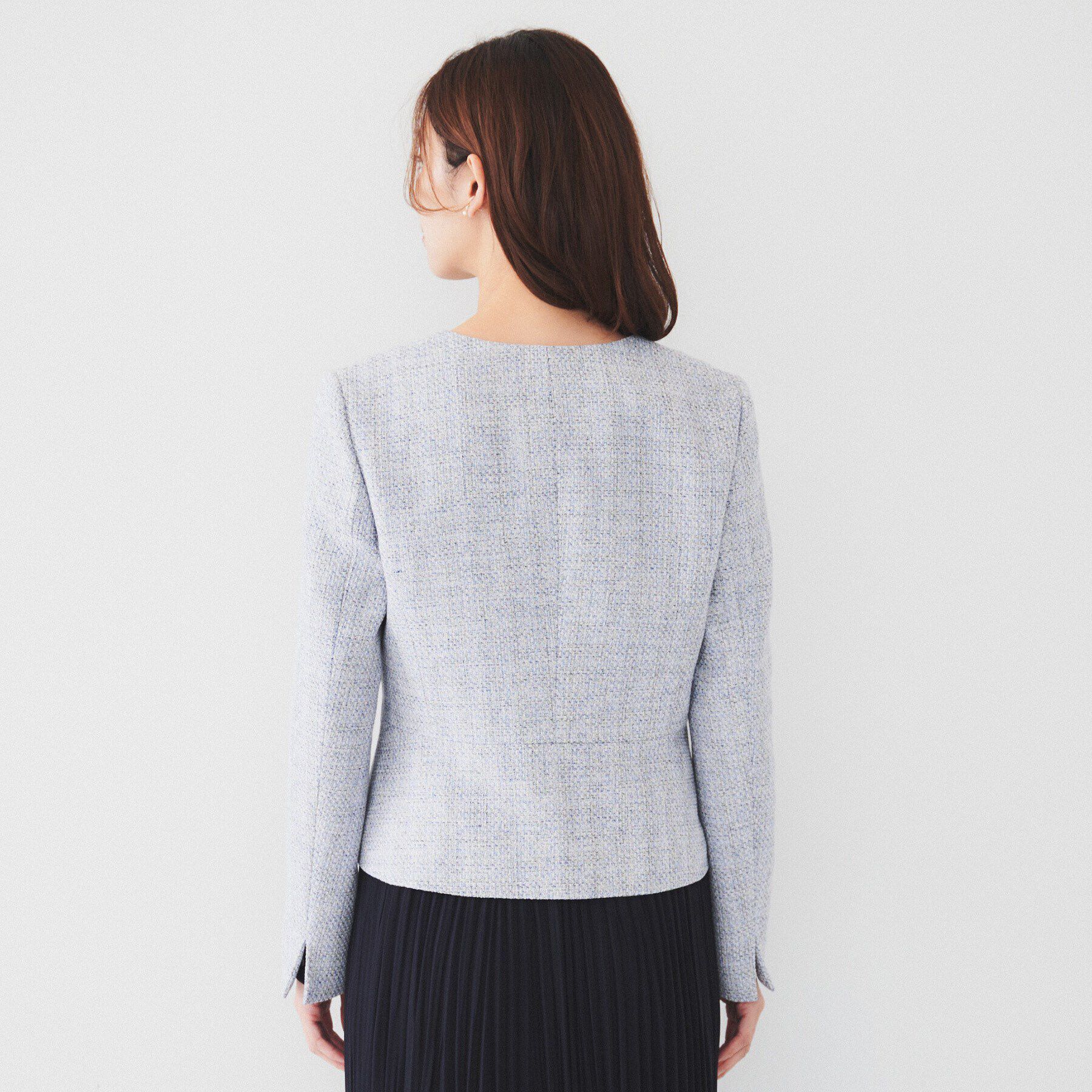 UNTITLED「【通勤】ツイード ペプラムジャケット」|ノーカラージャケット|
