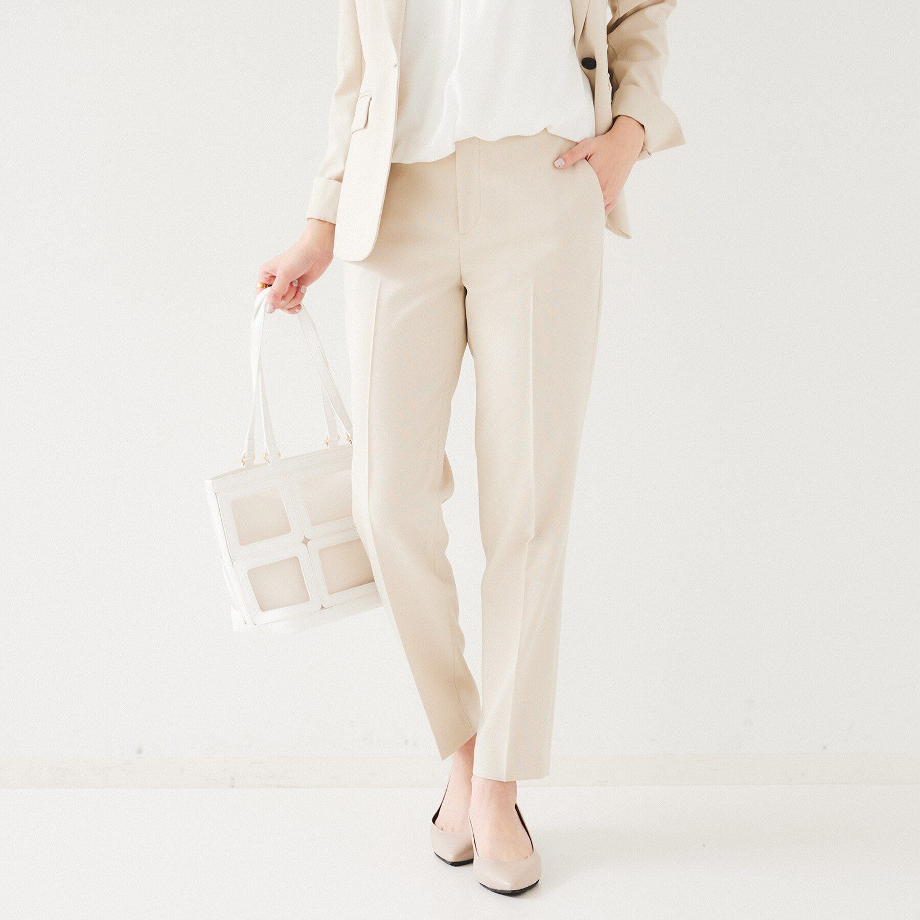 UNTITLED「【セットアップ可能】リネンライク テーパードパンツ」|その他|ライトベージュ(05