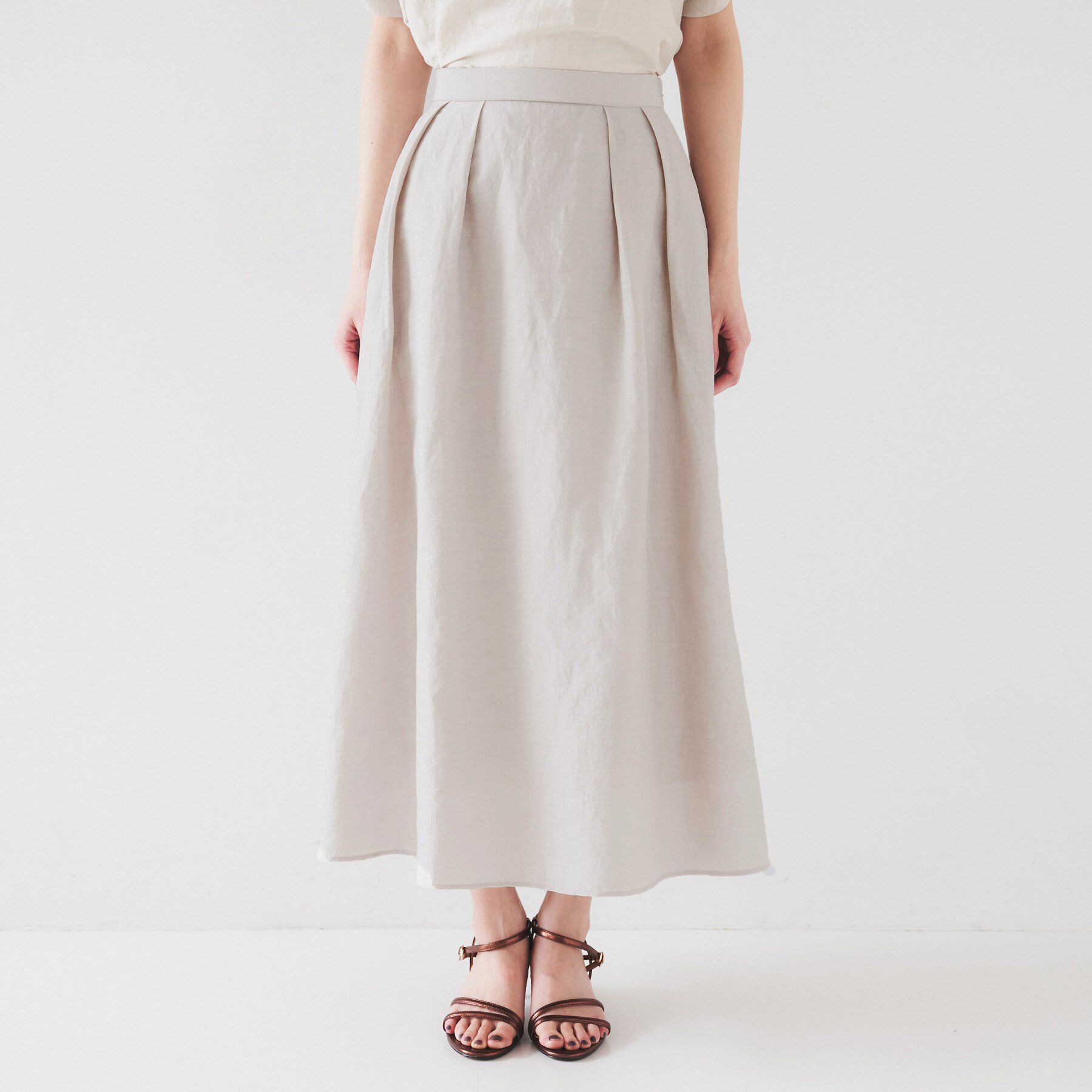 UNTITLED「【セットアップ可能/手洗い可】リネン混フレアスカート」|スカート|