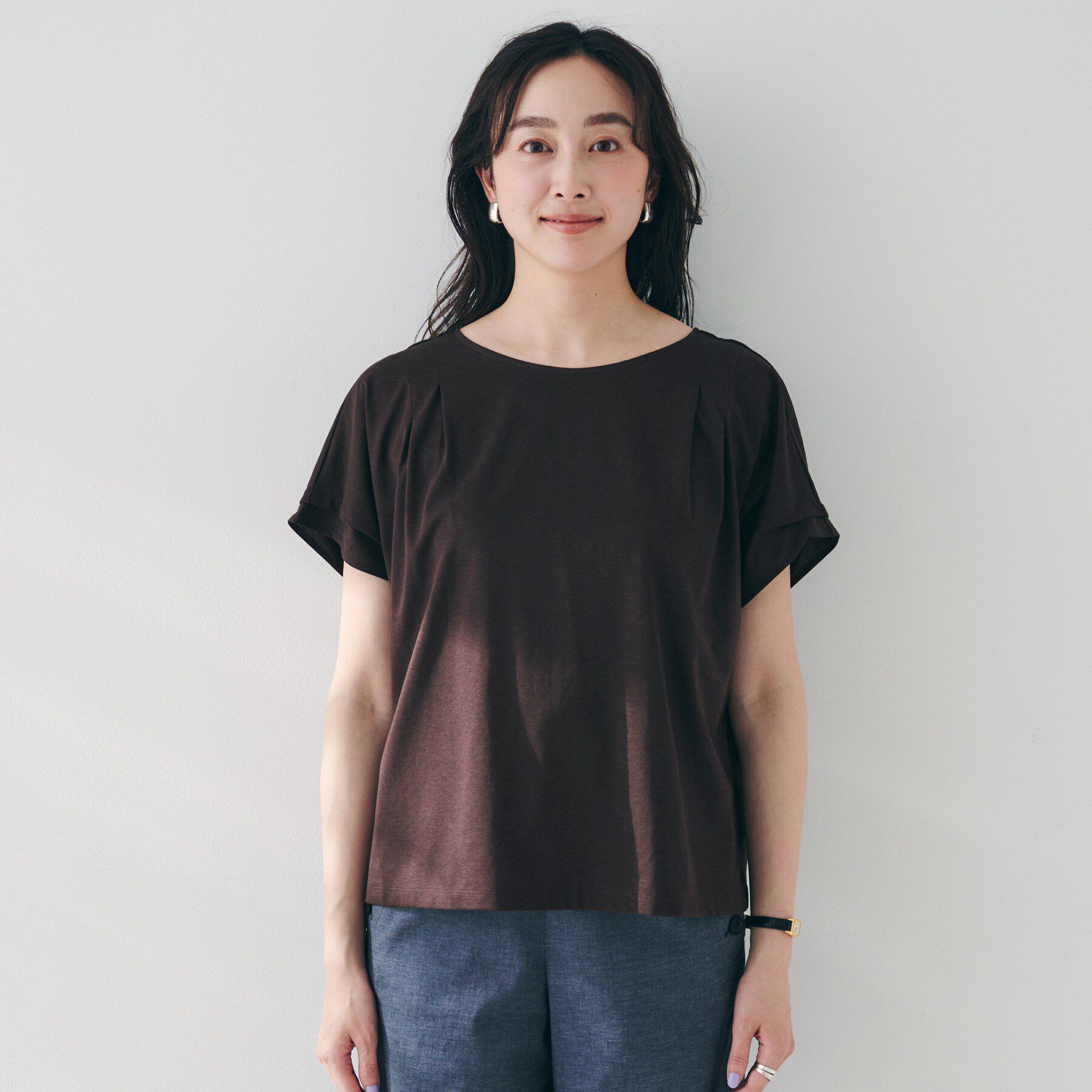 UNTITLED「【洗える】タック入りフレンチスリーブプルオーバー」|Tシャツ・カットソー|