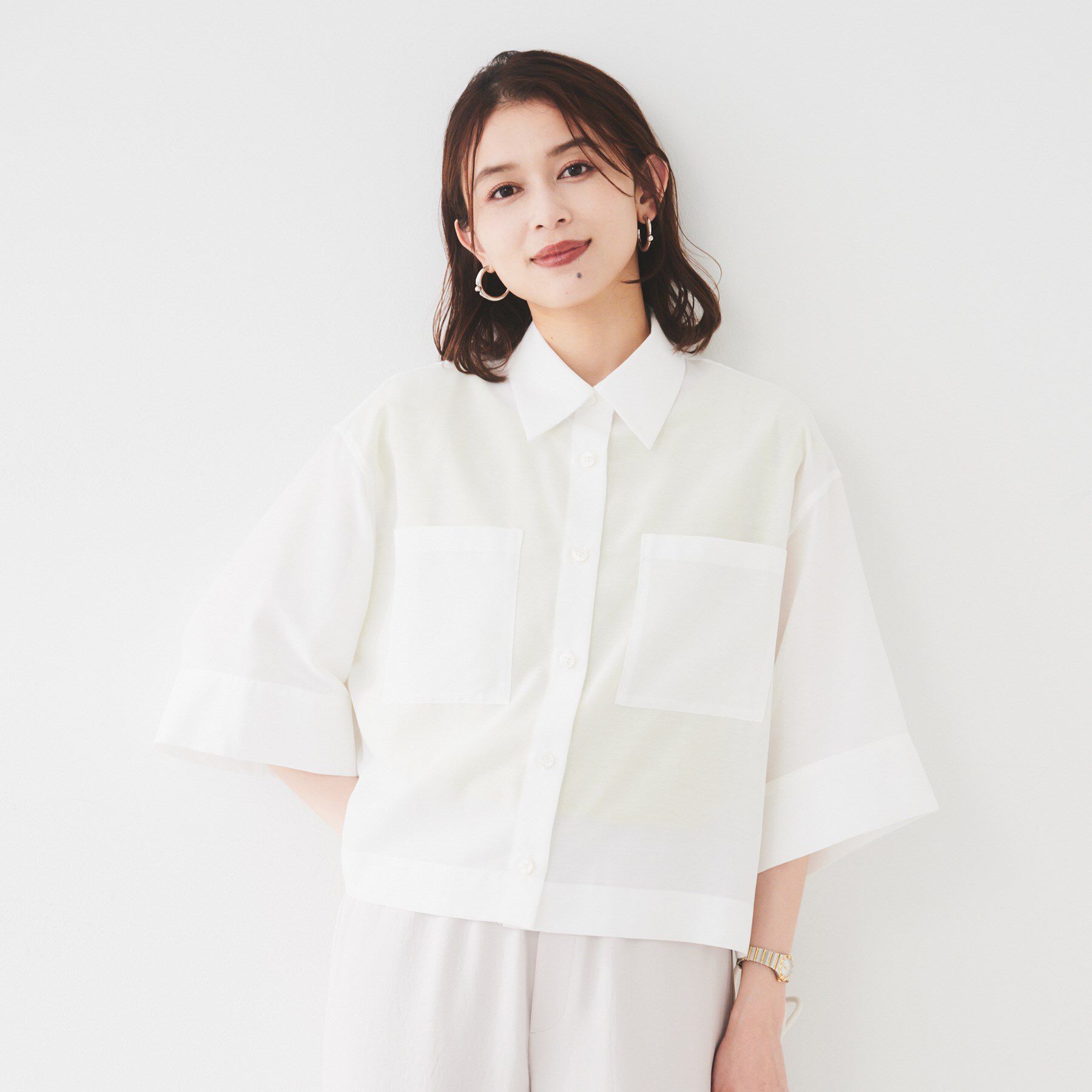 UNTITLED「【前開き/洗える】ショート丈シアーシャツ」|シャツ・ブラウス|