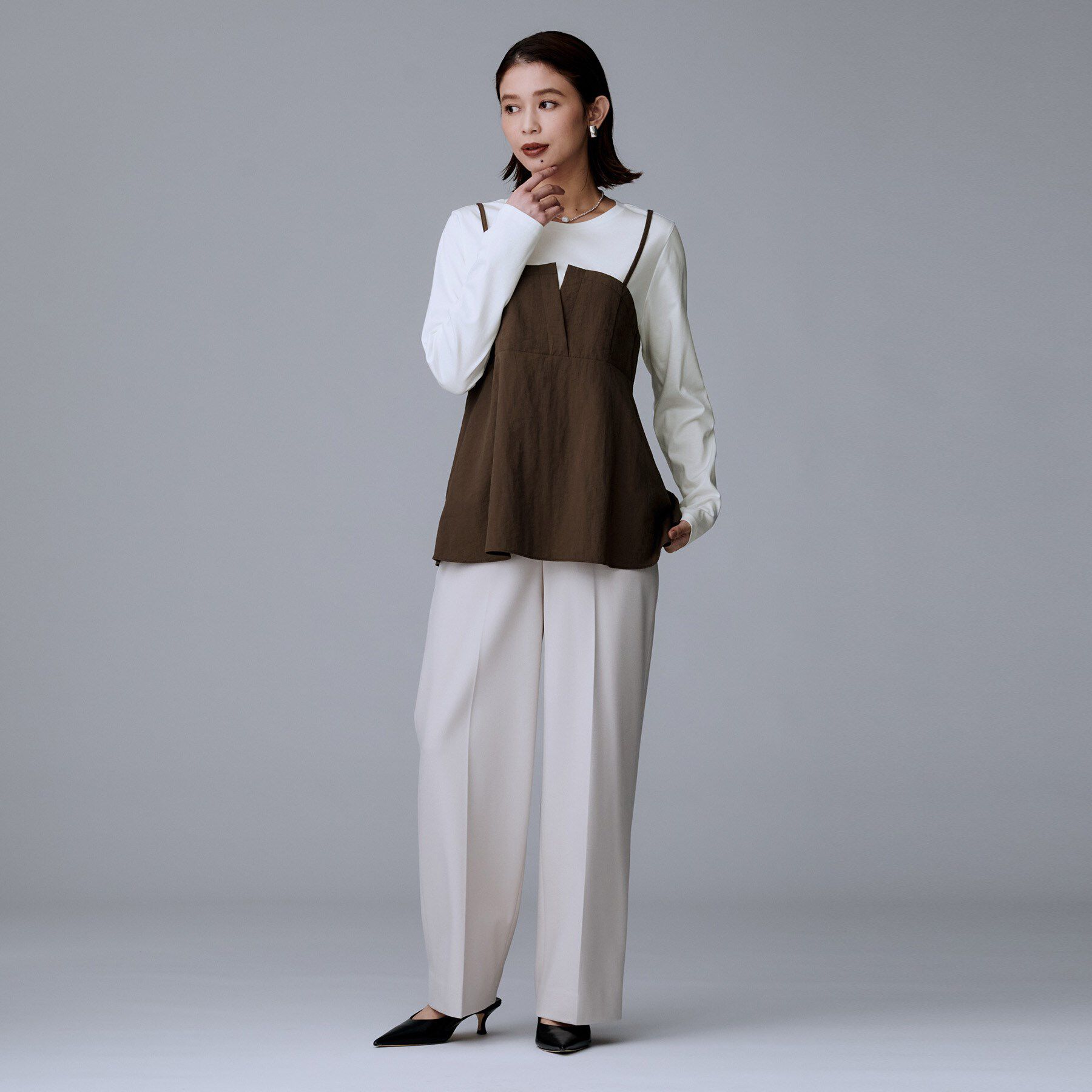 UNTITLED「【洗える/ゆったりシルエット】ビスチェドッキング　プルオーバー」|Tシャツ・カットソー|