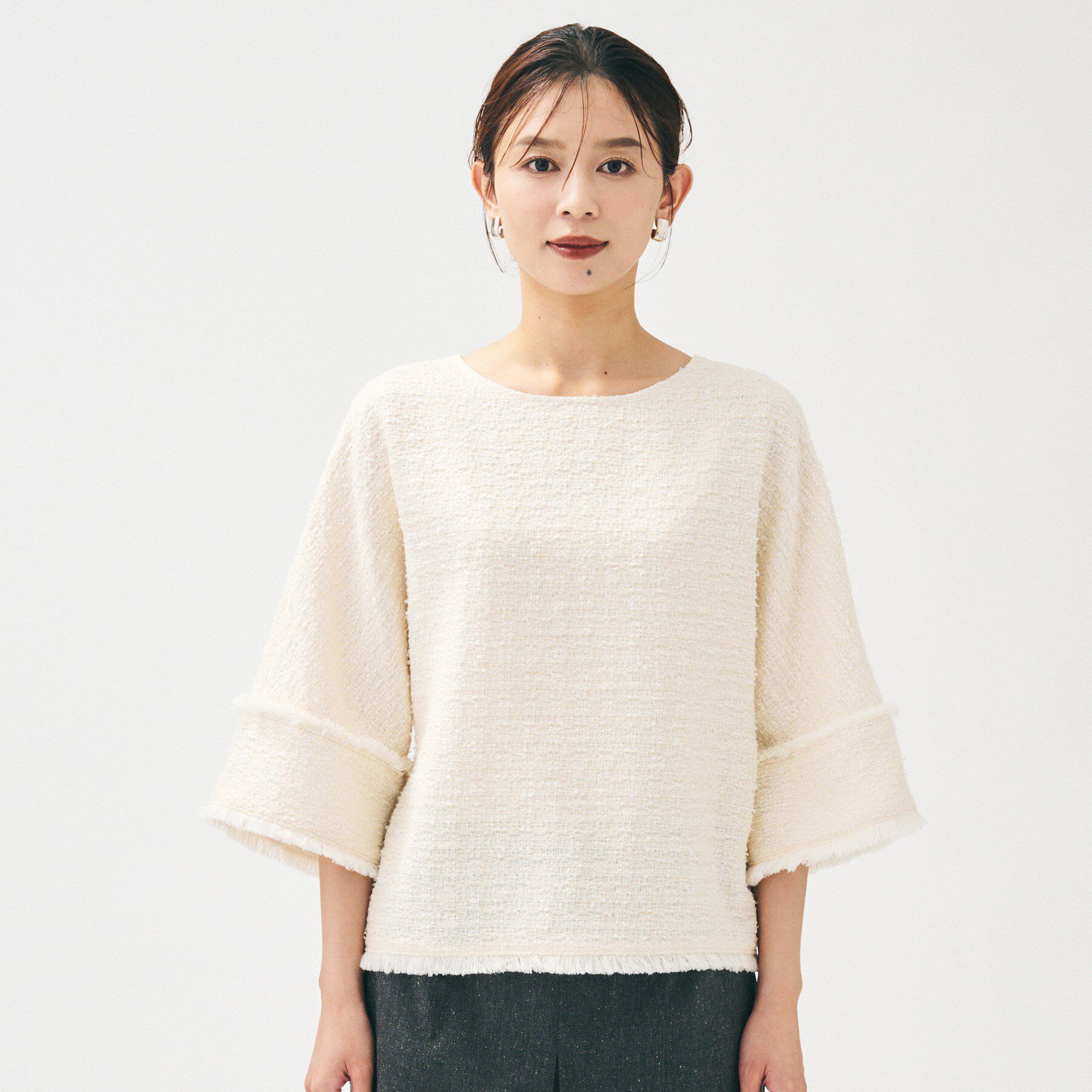 UNTITLED「【きれいめ／体型カバー】ツイードドルマントップス」|シャツ・ブラウス|