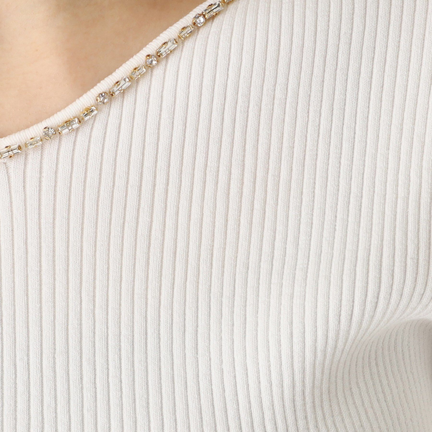 COUP DE CHANCE「【洗える】ビジューリブニットトップス」|ニット・セーター|