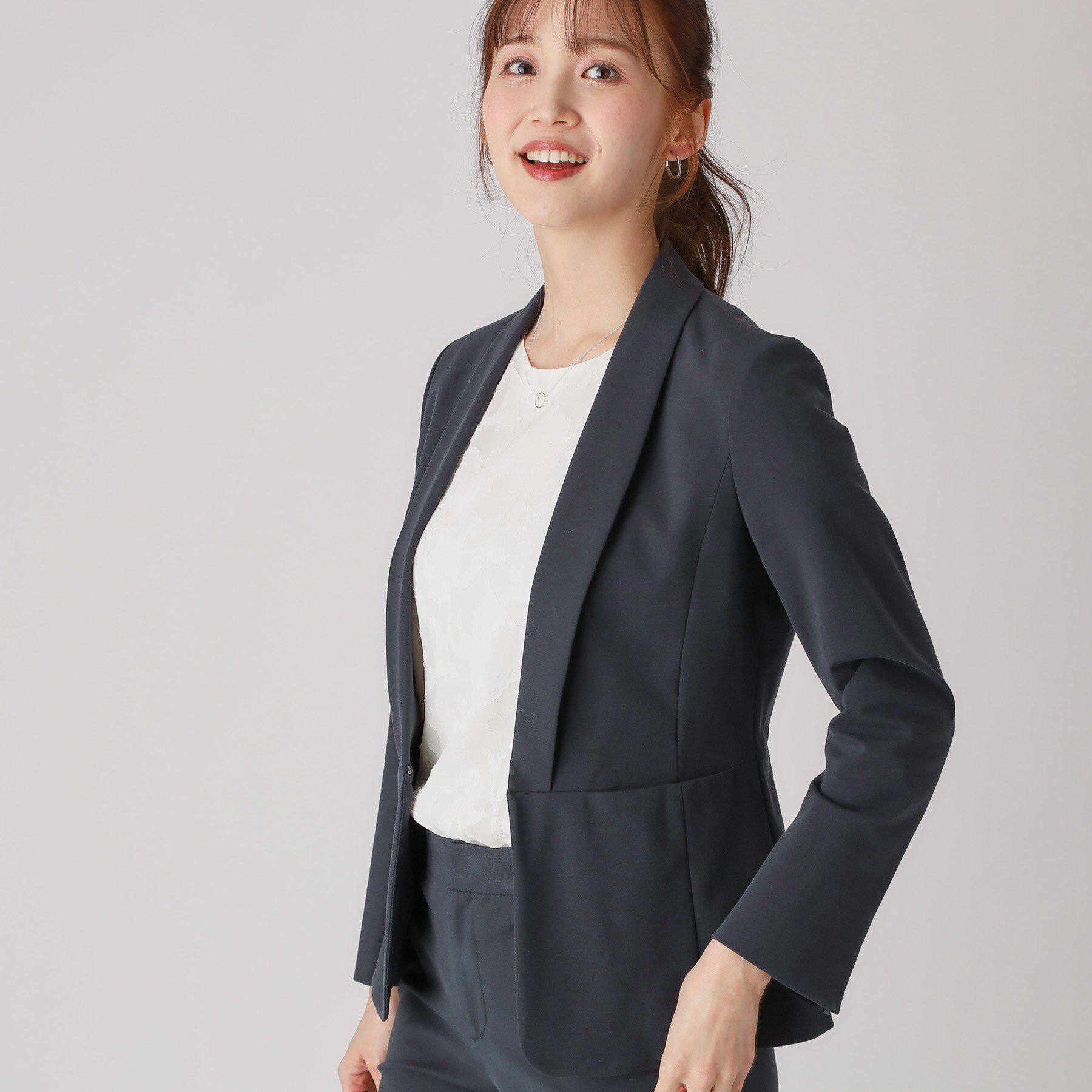 COUP DE CHANCE「【洗える／日本製】ショールカラージャケット」|ノーカラージャケット|ネイビー(694)