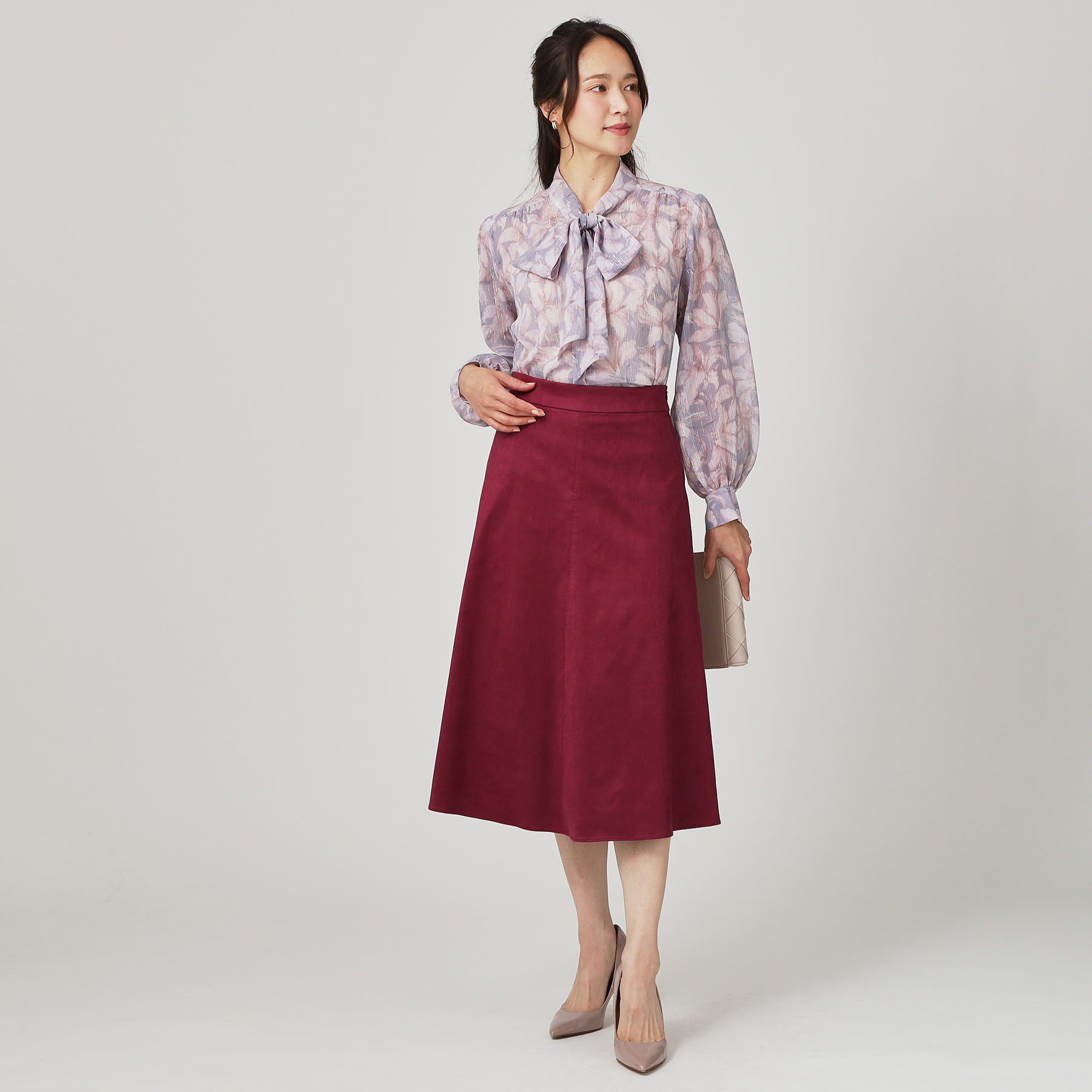 COUP DE CHANCE「【手洗い可／日本製／セットアップ可】スェード調素材フレアスカート」|スカート|