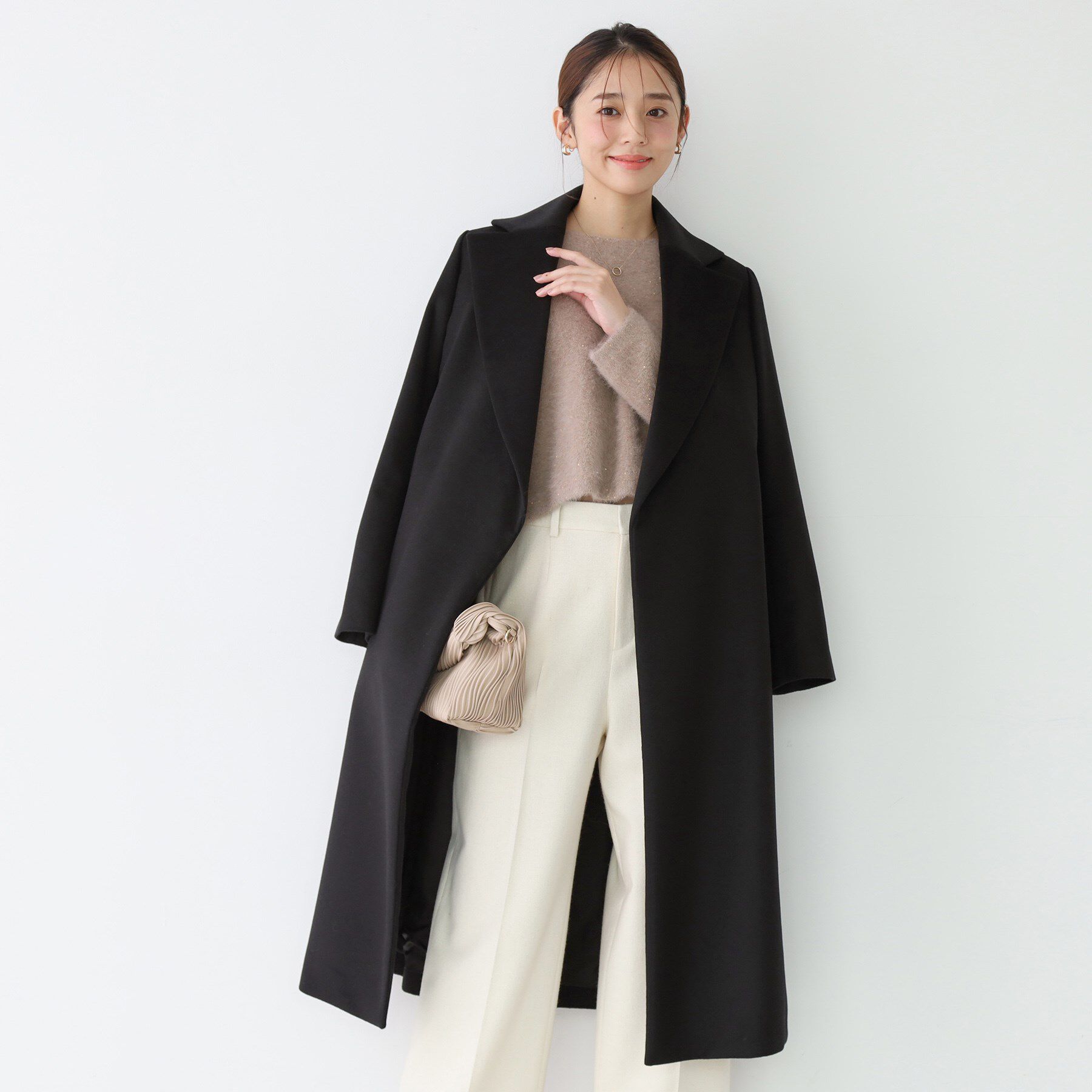 COUP DE CHANCE「【カシミヤ100％／日本製】ロングガウンコート」|チェスターコート|ブラック(019)