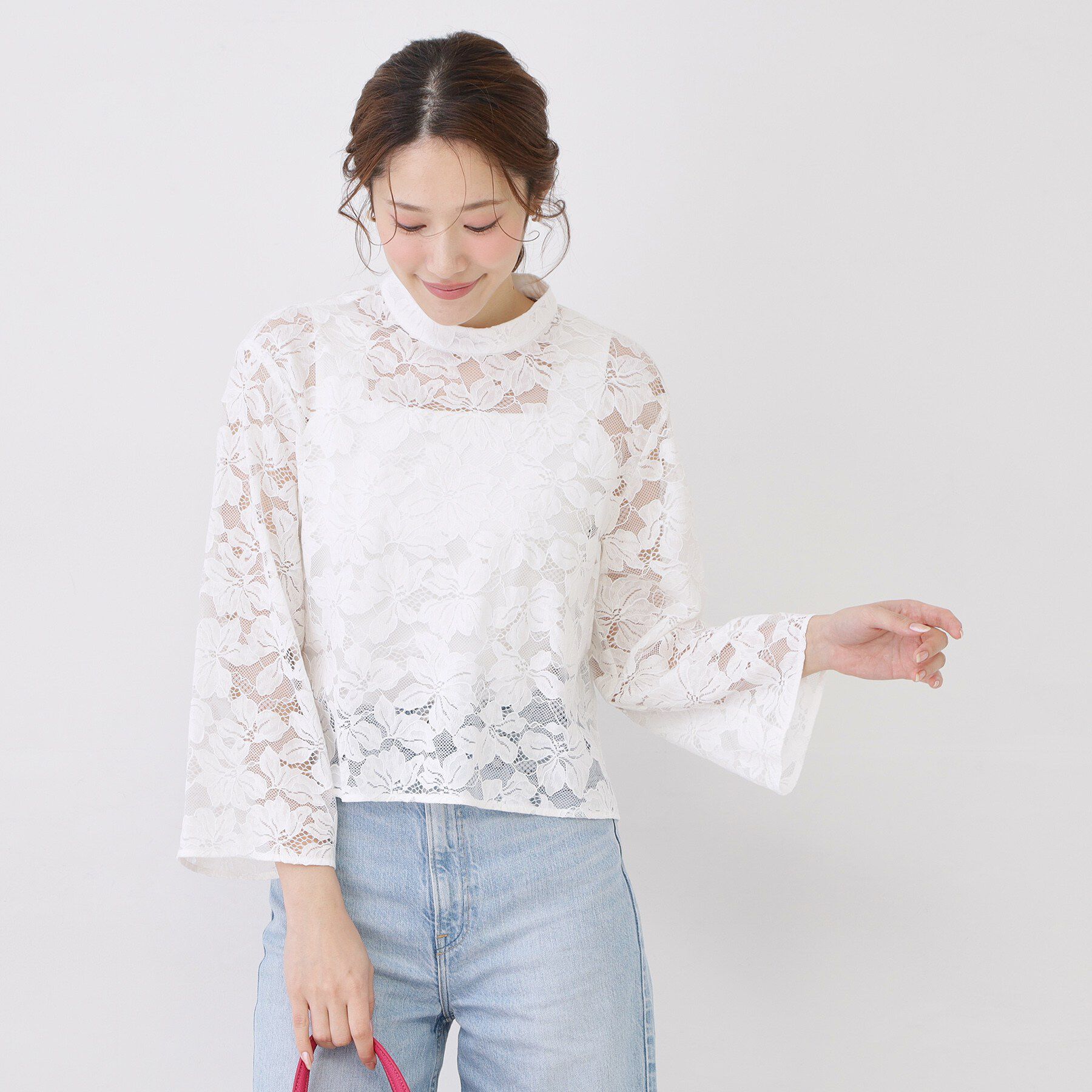 COUP DE CHANCE「【手洗い可】コットン混レースブラウス」|シャツ・ブラウス|