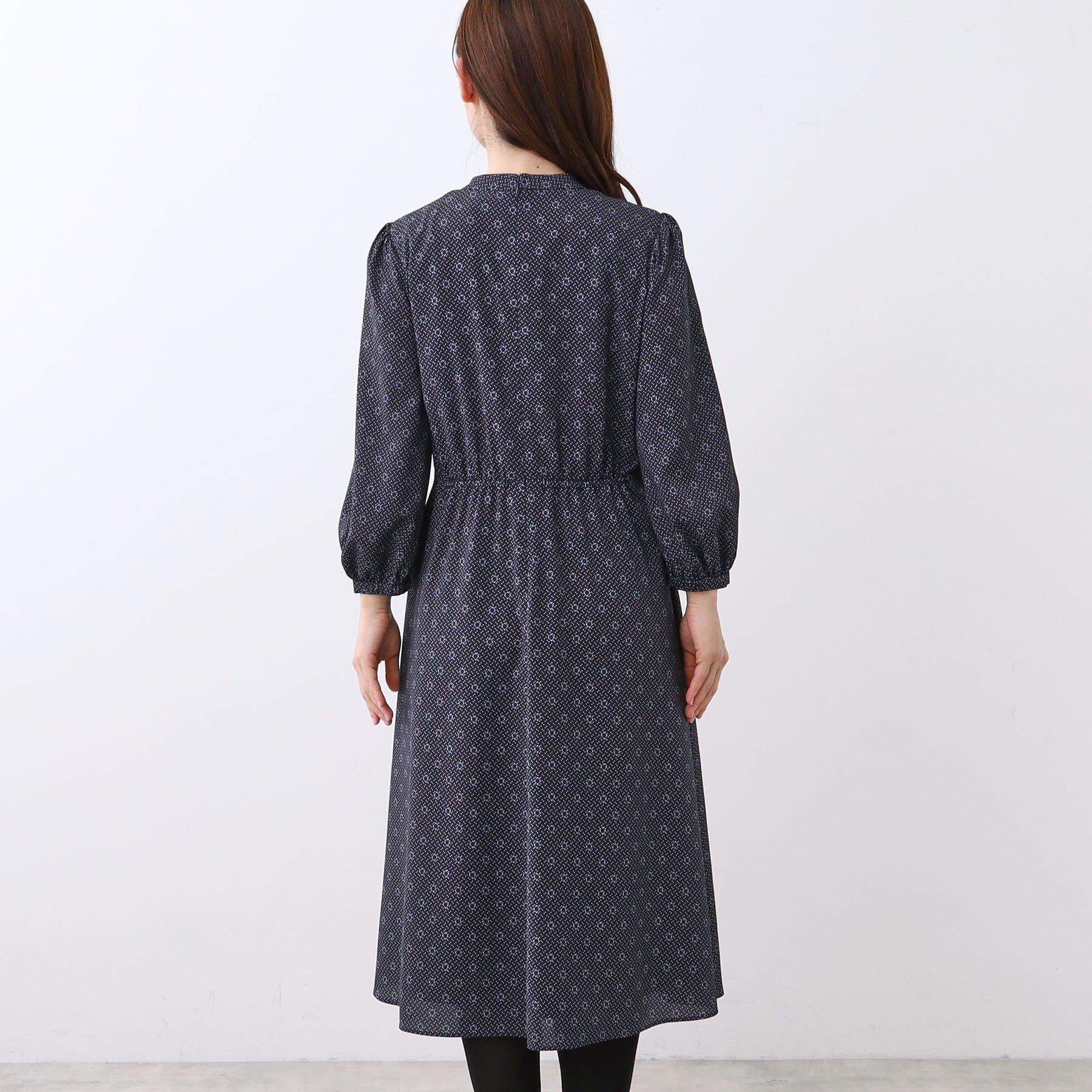 Reflect「【きちんと見え／通勤／セレモニーにおすすめ◎】ドット&times;ダイヤ柄ワンピース」|ワンピース|