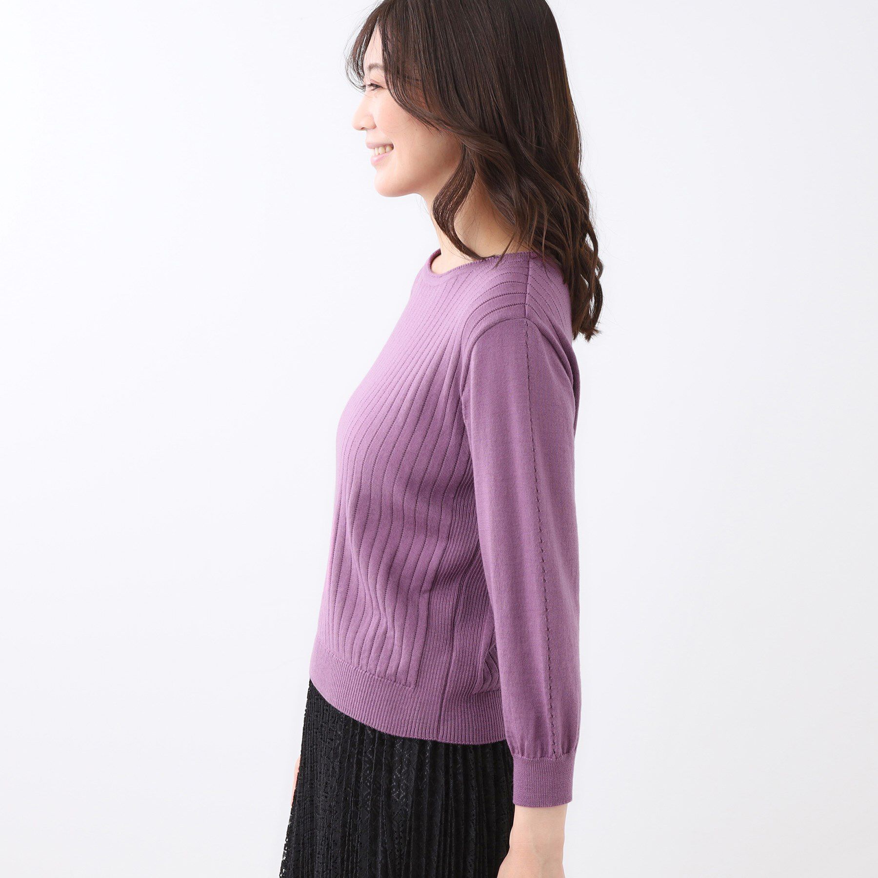 Reflect「【WEB先行カラーあり／インナーにおすすめ◎／アンサンブル可】すっきり見え縦編み柄ニット」|ニット・セーター|