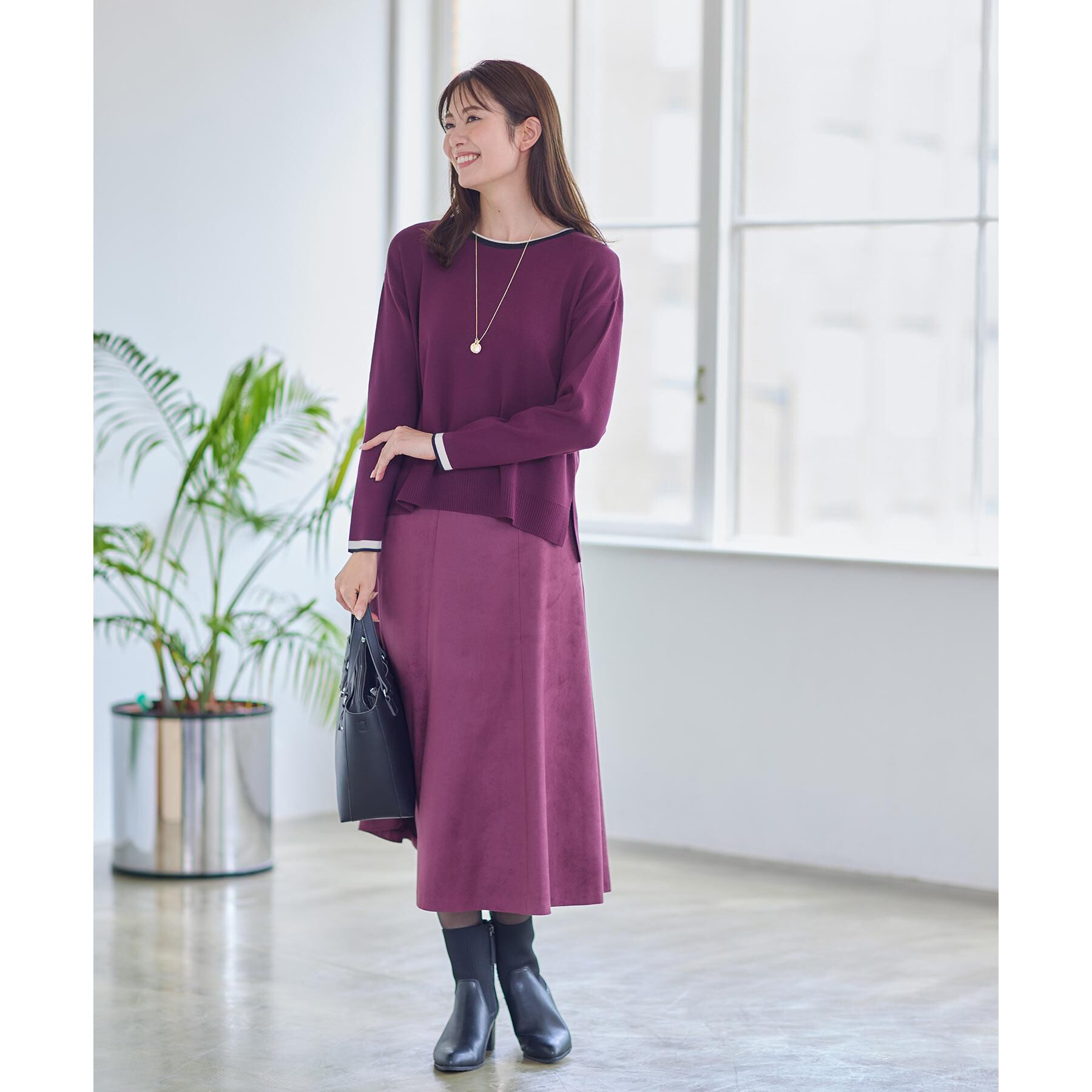 Reflect「【ジャケット合わせにぴったり◎】スエードライクフレアスカート」|スカート|