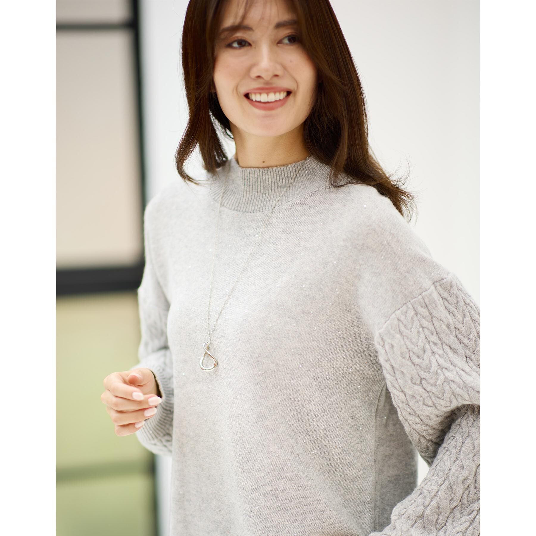 Reflect「【一枚で着映え◎／ゆったりシルエット】ラメ&times;スパンコールウール混ニット」|ニット・セーター|