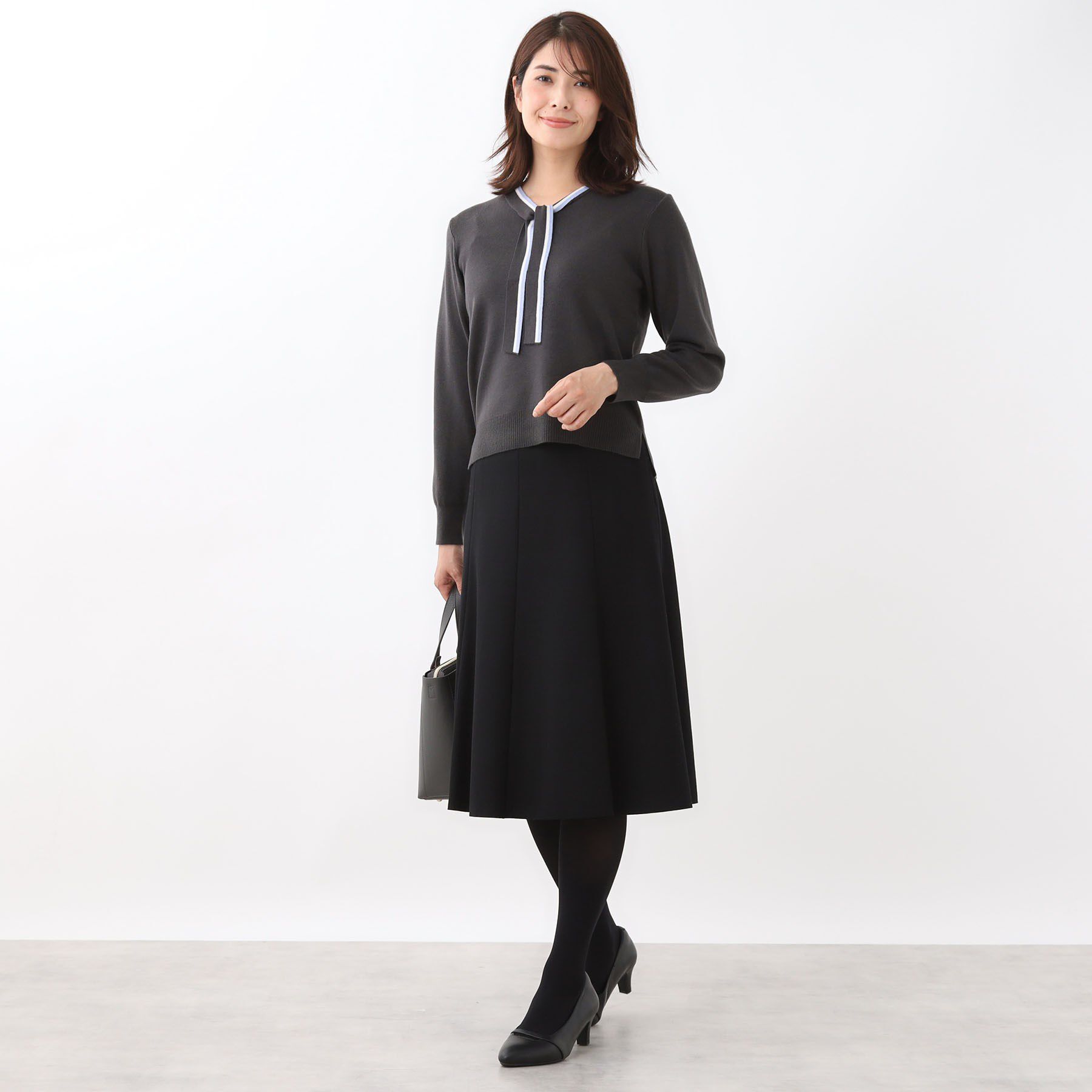 Reflect「【秋映え／なめらかな着心地】バイカラーボウタイ付きニット」|ニット・セーター|