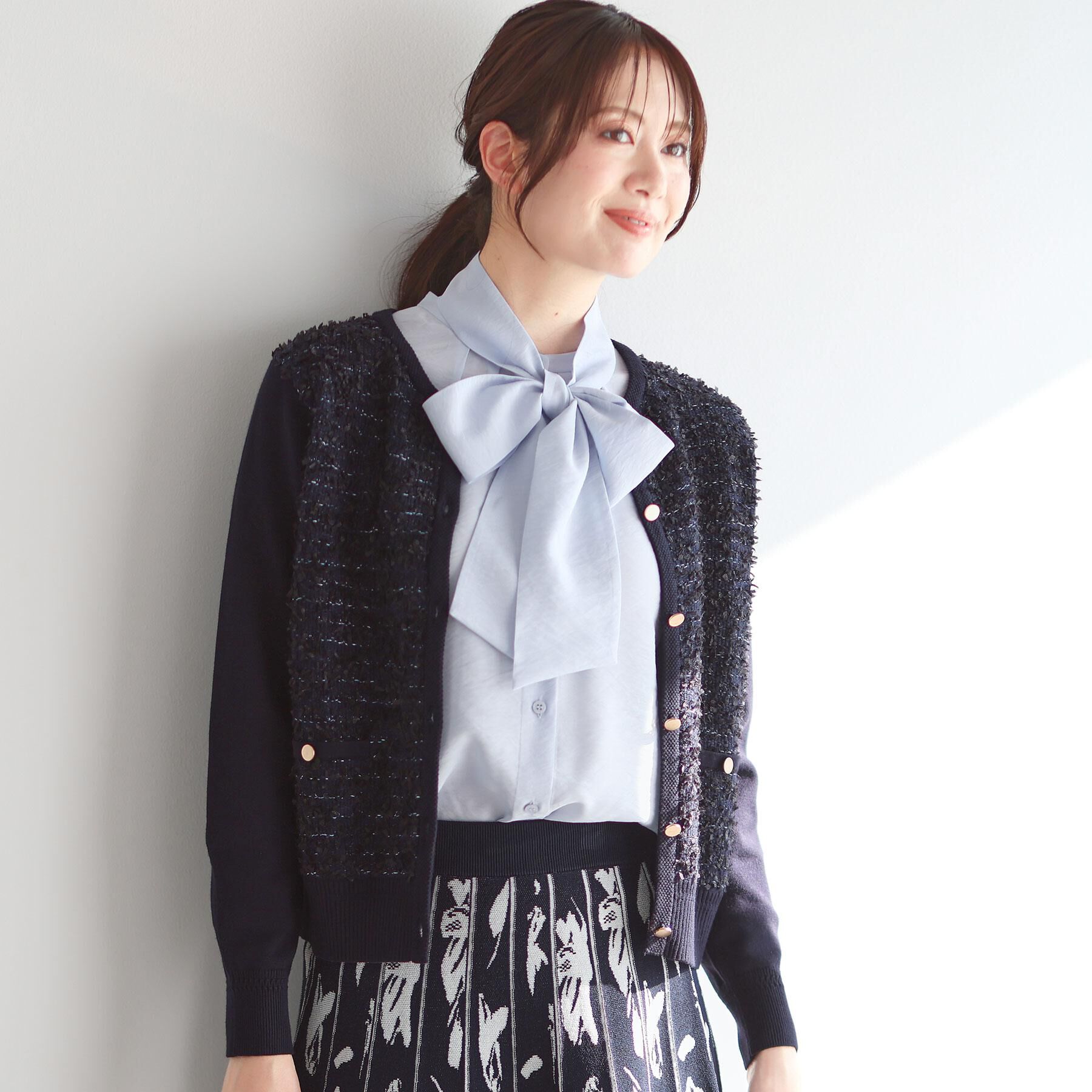 Reflect「【着映え◎】ツイード風ニットカーディガン」|カーディガン|